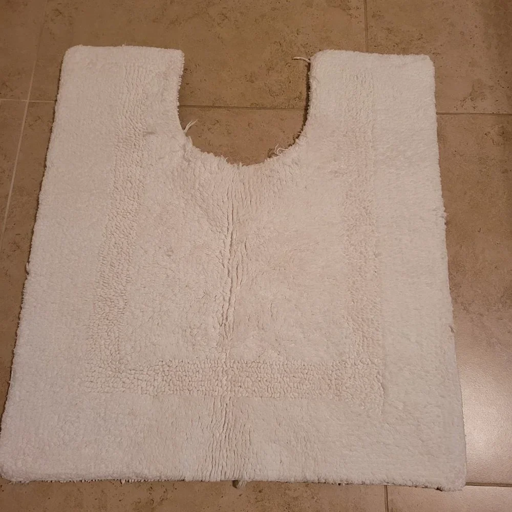 White Cotton Toilet Floor Mat